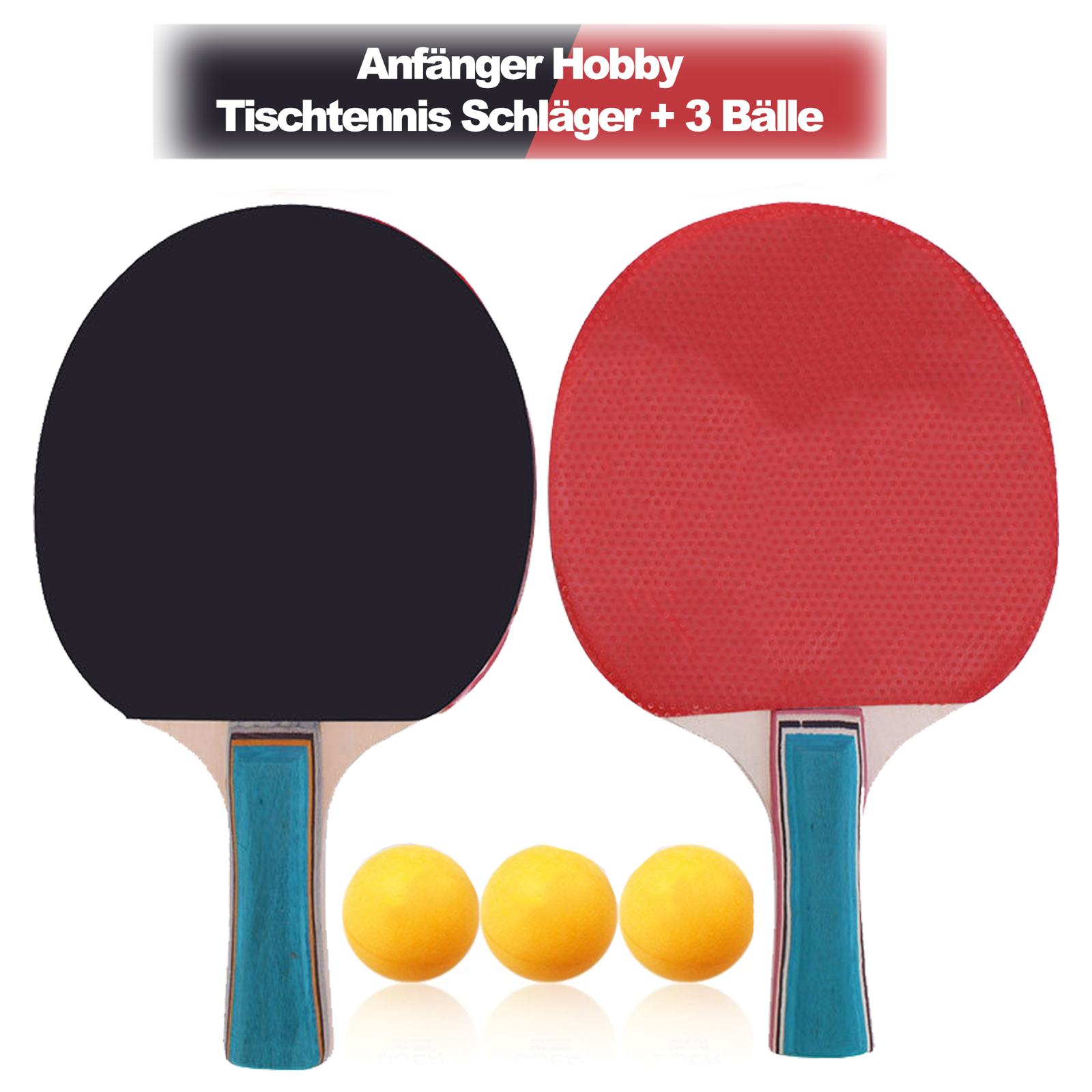 2x Anfänger Hobby Tischtennisschläger Set 