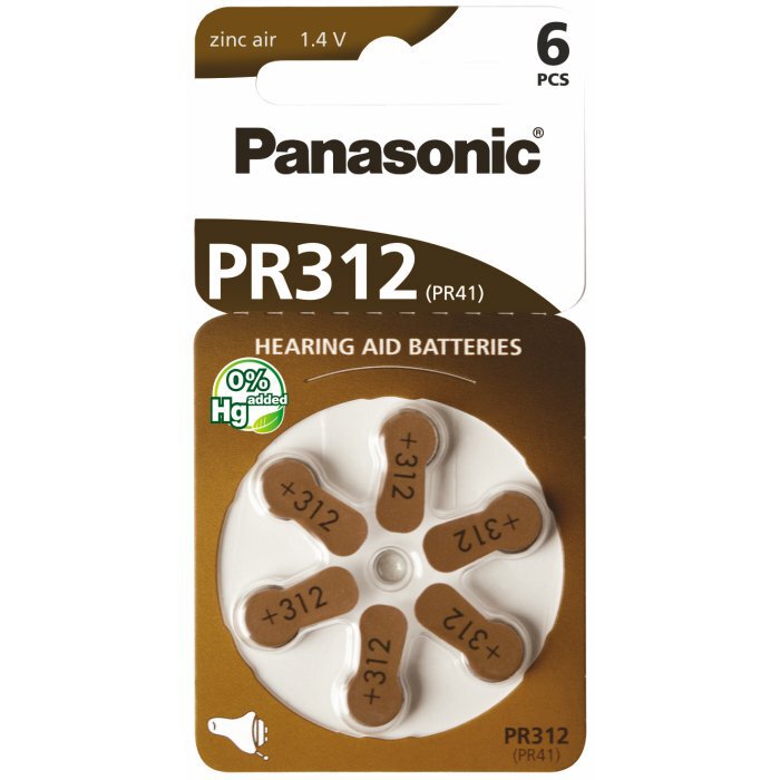 6 x Batterien für Panasonic 312 Hörgerätebatterien