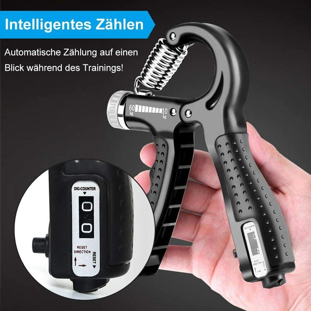 Handtrainer Unterarmtrainer mit Zählfunktion 5-60KG Verstellbarer Fingertrainer