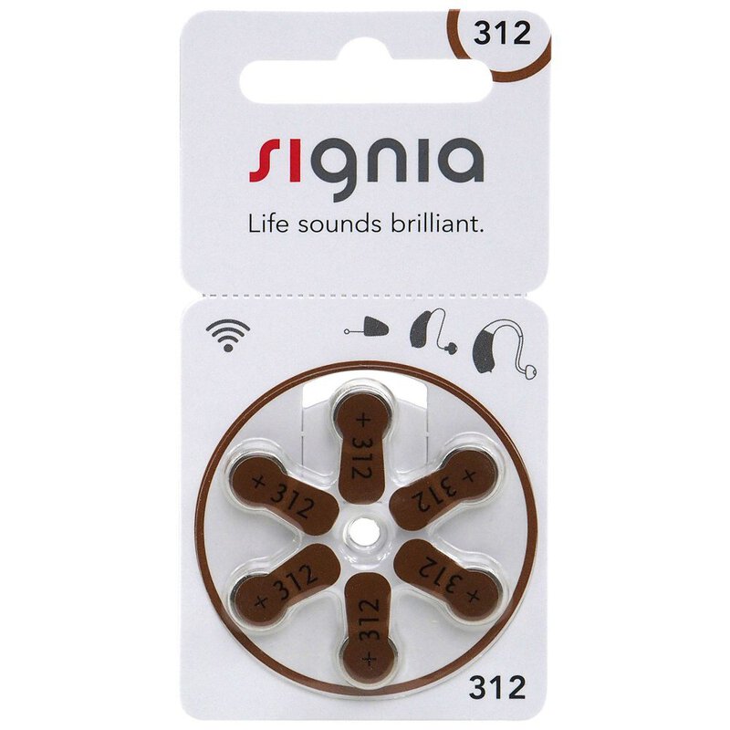 6 x Batterien für Signia 312 MF Hörgerätebatterien
