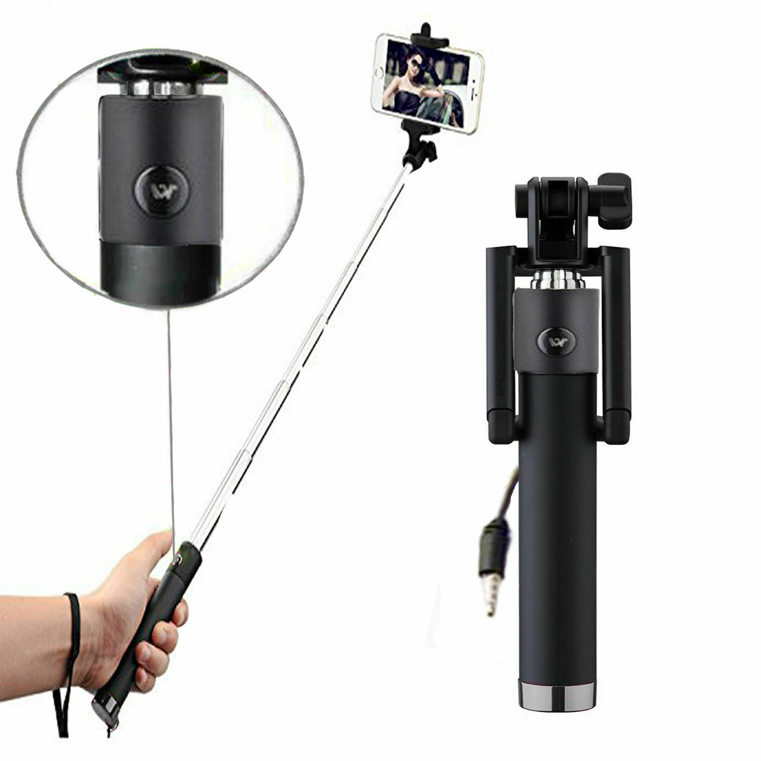 Selfie Stick Handy Halterungen Teleskop Aux  Audioeingang Auslöser IOS Android