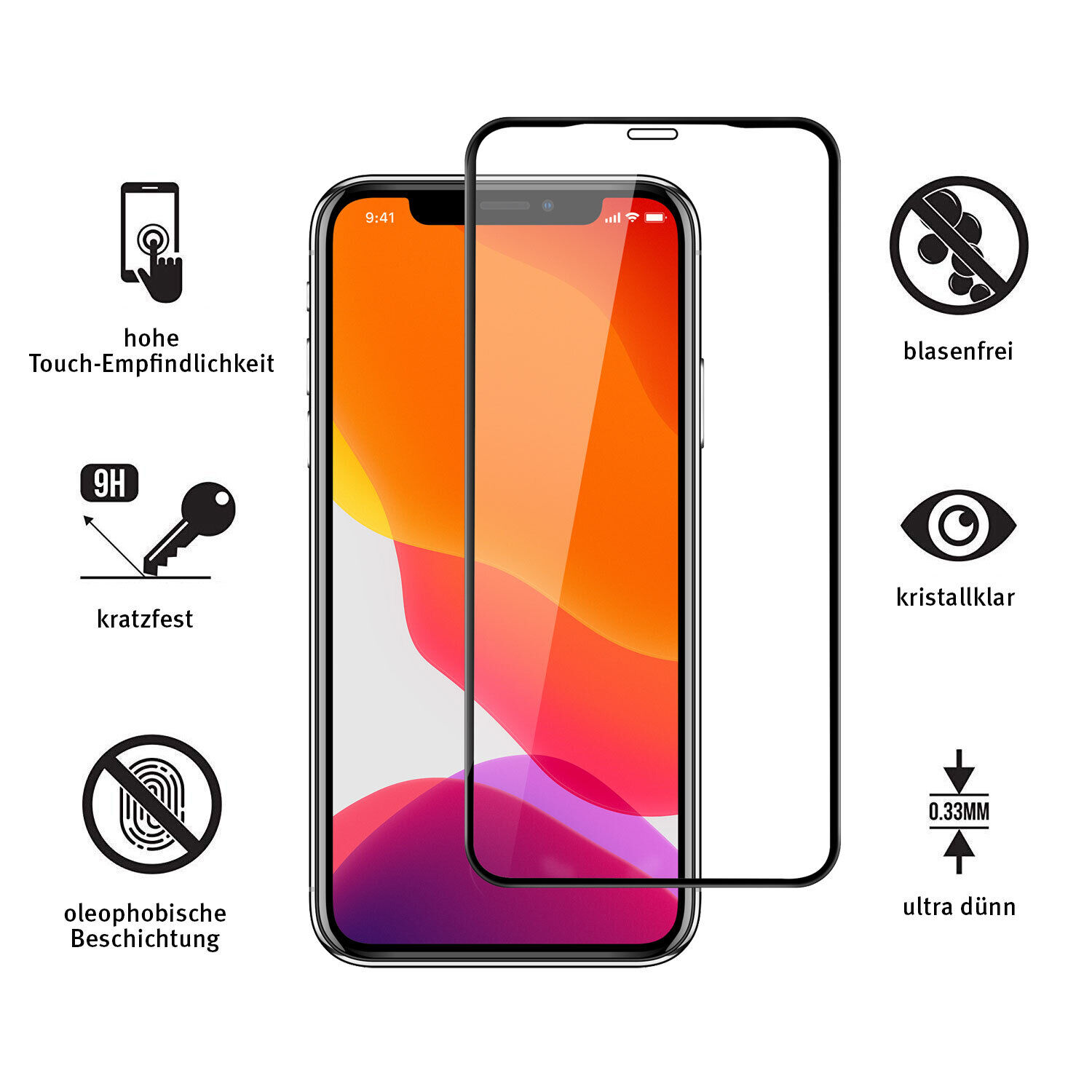 Glasfolie iPhone 8 Plus Full Glass 9D